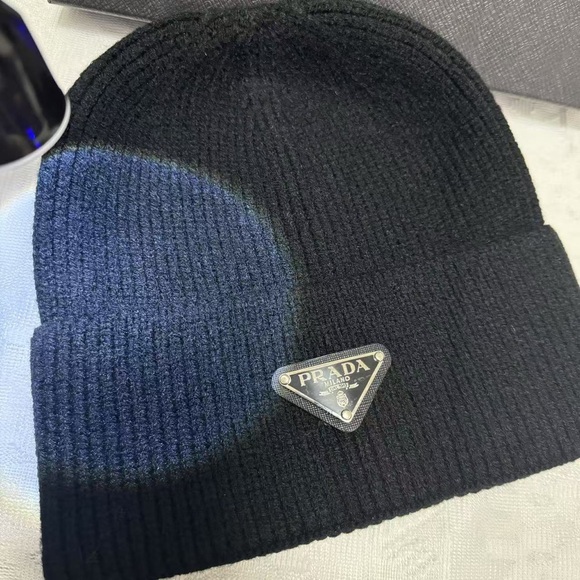 Prada Midnight Blue and Charcoal Knit Hat - Picture 1 of 5